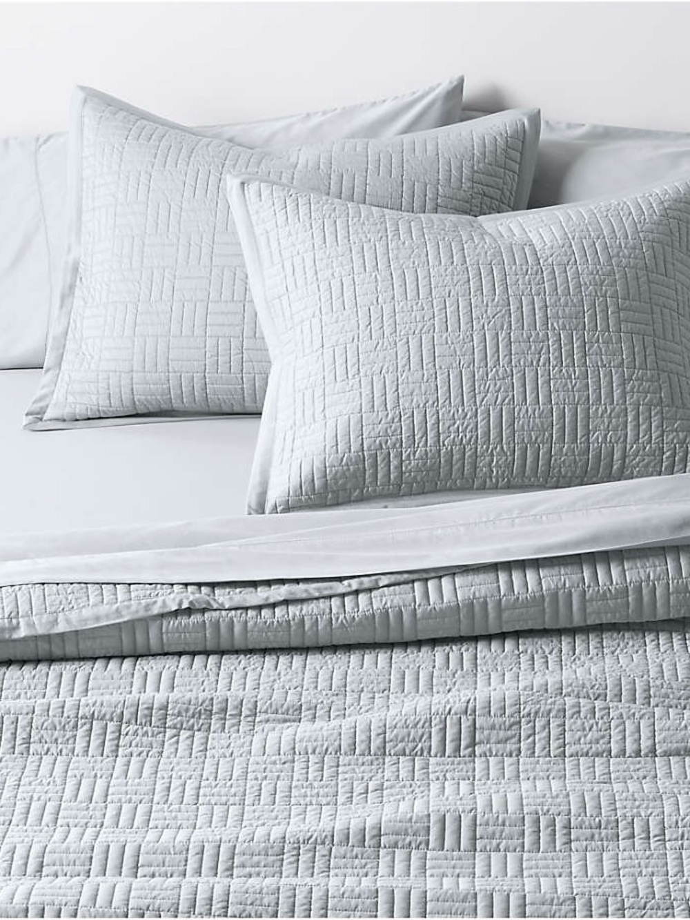 Crate&Barrel Light Gray Quilted Coverlet and Pillow Shams - Washed. Never used.